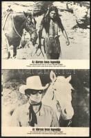 cca 1981 ,,Az álarcos lovas legendája című amerikai westernfilm jelenetei és szereplői, 7 db vintage produkciós filmfotó, nyomdai eljárással, egyoldalas nyomtatással kartonlapokokra sokszorosítva, a használatból eredő kisebb hibákkal, 18x24 cm