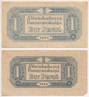 1944. 1P "A Vöröshadsereg Parancsnoksága" nagyobb méretű bankjegy függőleges alapnyomattal...