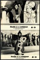 cca 1980 előtti képek, az ,,Aladdin és a csodalámpa című japán rajzfilm jelenetei, 8 db vintage produkciós filmfotó, ezüst zselatinos fotópapíron, a használatból eredő - esetleges - kisebb hibákkal, 18x24 cm