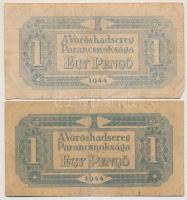1944. 1P "A Vöröshadsereg Parancsnoksága" nagyobb méretű bankjegy függőleges alap-, valami...