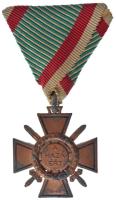 1941/1942. Tűzkereszt I. fokozata oxidált hadifém kitüntetés eredeti mellszalaggal T:2 Hungary 1941/1942. Fire Cross, 1st Class war metal decoration with original ribbon C:XF NMK 443.
