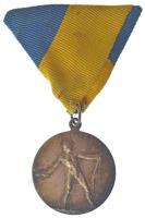 Gács Lajos (1905-1981) ~1940. Ezüstözött bronz katonai díjérem gravírozás nélkül, mellszalagon (30mm) T:2 patina