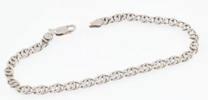 Ezüst(Ag) dupla szemes, lapos karkötő, jelzett, h: 21 cm, nettó: 4,5 g