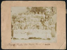 1905 Baja, I. és II. osztályos tanulók tablóképei, 2 db fotó, sérült kartonon, 22x16,5 cm