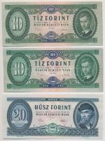 1941. 20P + 1946. 10.000AP + 50.000AP + 1969. 10Ft (2x) + 1975. 20Ft T:III közte szép papír, szakadá...