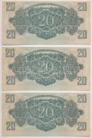 1944. 20P "A Vöröshadsereg Parancsnoksága" (6x) sorszámkövetők "AB 486381 - AB 486386...