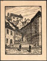 Blanarovits József / Jozef Blanarovits (1889-1966): Pozsonyi részlet. Fametszet, papír, jelzett. Lap széle kissé foltos. 30x23 cm