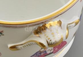 Herendi kínai Ming mintás kaspó. Kézzel festett, jelzett, hibátlan. m:12,5 cm, d: 14.5 cm / Herend C...