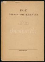 Edgar Allan Poe összes költeményei. A fordításokat összeválogatta, bevezetéssel és jegyzetekkel ellátta: Kardos László. Ford.: Aczél Tamás, Babits Mihály, Devecseri Gábor, Gáspár Endre, Kálnoky László, Kardos László, Kardos Pál, Képes Géza, Komlós Aladár, Kosztolányi Dezső, Szabó Lőrinc, Szabó Magda, Tóth Árpád és Vajda Endre. Bp., én., Franklin. Kiadói félvászon-kötés, kiadói kissé sérült, kissé hiányos papír védőborítóban, egyébként jó állapotban.