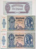 1936. 10P + 1941. 20P (4x) + 1944. 5P "A Vöröshadsereg Parancsnoksága" T:III közte szép papír, folt