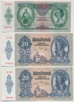 1936. 10P + 1941. 20P (4x) + 1944. 5P "A Vöröshadsereg Parancsnoksága" T:III közte szép pa...