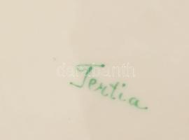 Herendi Tertia virágos tálka. Kézzel festett, jelzett, minimális kopással, 20x15 cm