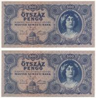 1945. 500P magyar "N" betű orosz "P" helyett, (2x) sorszámkövetők "K 074 014573 - K 074 014574" T:I- Adamo P19