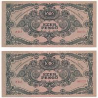 1945. 1000P "MNB" bélyeg nélkül, (2x) sorszámkövetők "F 517 089131 - F 517 089132&quo...