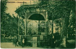 1909 Pöstyén, Pistyan, Piestany; Zenepavilon, zenészek. Kohn Bernát kiadása / music pavilion, musicians (EB)