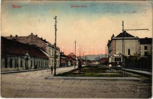 1916 Kassa, Kosice; Bethlen körút, 16-os villamos, üzlet. Benczur Vilmos felvétele 45. / street, tram, shop