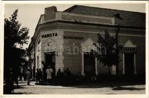 1944 Bethlen, Beclean; Hangya szövetkezet üzlete és korlátlan italmérése, M. kir. dohány és bélyeg üzlet / cooperative shop, tobacco and stamp shop