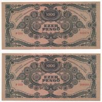 1945. 1000P "MNB" bélyeggel (2x) sorszámkövetők "F 559 006679 - F 559 006680' T:...