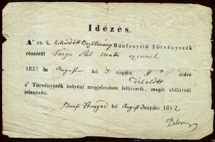 1852 Idézés büntetőügyben