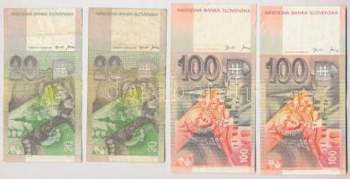 Szlovákia 2001. 20K (2x) + 2001. 100K (2x) T:III
Slovakia 2001. 20 Korun (2x) + 2001. 100 Korun (2x...