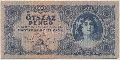 1945. 500P magyar "N" betű orosz "P" helyett "K 027 074092" T:III  Adamo P19h