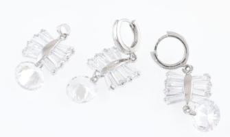 Ezüst(Ag) fülbevalópár és medál, jelzett, h: 4,5 cm, bruttó: 11 g