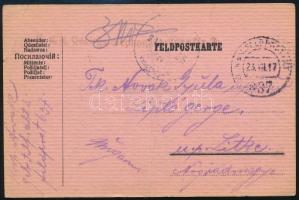 1917 Tábori posta levelezőlap &quot;K.u.k. Gebirgstelephonabteilung Nr. 2.&quot; + &quot;FP 637 a&quot;