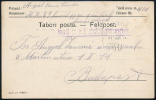 1917 Field postcard "M. kir. 29. honvéd gy. e. 1. zászlóalj parancsnokság" + "TP 414", 1917 Tábori posta levelezőlap "M. kir. 29. honvéd gy. e. 1. zászlóalj parancsnokság" + "TP 414"