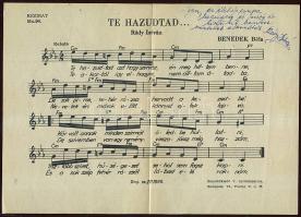 Rády István dedikált kottája