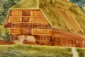 Német nagy méretű kerámia dísztál. Mázas kerámia, kézzel festett, hátoldalán lényegtelen lepattanáss...