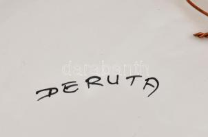 Deruta mázas kerámia tál. Kézzel festett, jelzett, hibátlan d: 25 cm