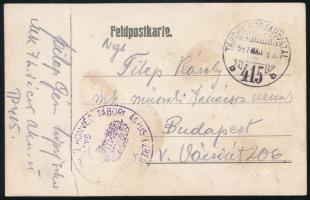 1917 Tábori posta levelezőlap "7. HONVÉD TÁBORI ÁGYUS EZRED" + "TP 415 b", 1917 Field postcard "7. HONVÉD TÁBORI ÁGYUS EZRED" + "TP 415 b"