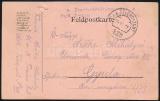 1918 Field postcard "Ersatzabteilung der KUK TRAIN..." + "FP 488", 1918 Tábori posta levelezőlap "Ersatzabteilung der KUK TRAIN..." + "FP 488"