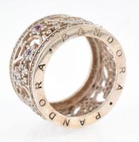 Ezüst(Ag) virágos gyűrű Pandora jelzéssel, méret: 50, bruttó: 5,6 g