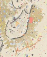 Jelzés nélkül: Arcok és gesztusok. Vegyes technika, papír. Üvegezett fakeretben, 29,5×23,5 cm