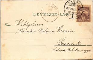 1901 Kassa, Kosice; Fő utca, piac. Mildner Ferenc kiadása / main street, market. Art Nouveau, floral...