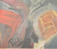 Poldi jelzéssel: Arckép. Olaj, karton. Üvegezett, dekoratív fakeretben, 20×28 cm