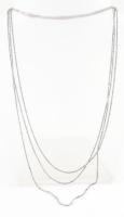 Ezüst(Ag) háromsoros nyaklánc, jelzett, h: 42 cm, nettó: 14,75 g