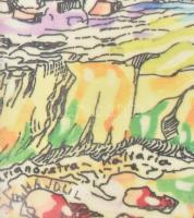 B. Hajdú László (1926-1998): Márianosztra, kálvária. Akril, vegyes technika, papír, jelezve balra le...