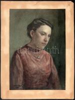 Mendlik Lajos (1903-1985): Hölgy türkiz brossal és fülbevalóval, 1941. Akvarell, papír, jelzett. 26×18 cm