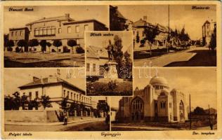 1936 Gyöngyös, Nemzeti Bank, Polgári iskola, Izraelita templom, zsinagóga, Hősök szobra, Hanisz tér (EK)