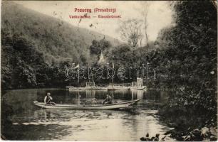 1915 Pozsony, Pressburg, Bratislava; Vaskutacska, csónak / Eisenbrünnel / Eisenbründl / spa, lake, rowing boat (EK)