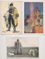 17 db RÉGI használatlan magyar folklór képeslap / 17 pre-1945 unused Hungarian folklore postcards