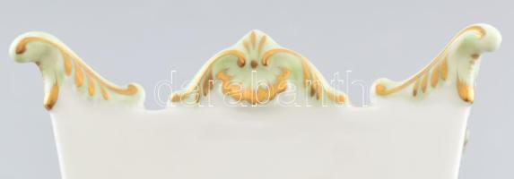 Herendi Viktória mintás porcelán virágtartó. Kézzel festett, jelzett, hibátlan. 12x12x13 cm