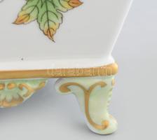 Herendi Viktória mintás porcelán virágtartó. Kézzel festett, jelzett, hibátlan. 12x12x13 cm