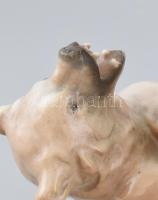 Zsolnay birkózó medvék. Kézzel festett, jelzés nélkül (Markup Béla), hibátlan, m: 30 cm