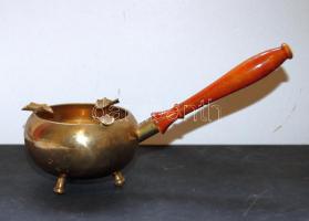 Réz hamutartó kis lábakon és fa fogantyúval (23cm hosszú)