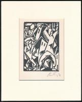 Bortnyik Sándor (1893-1976): Kiáltás, linómetszet, papír, utólagos jelzéssel, paszpartuban, 11,5×8 cm