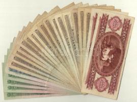 23db-os vegyes forint bankjegy tétel T:III,III- közte folt, szakadás