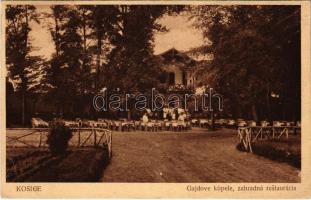 1927 Kassa, Kosice; Gajdovy kúpele / Gajda-fürdő, Kert vendéglő, étterem / spa, restaurant, garden (EB)